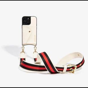 NWOT KIMBERLY Adjustable Crossbody Bandolier in Ivory/Gold iPhone 13 Pro